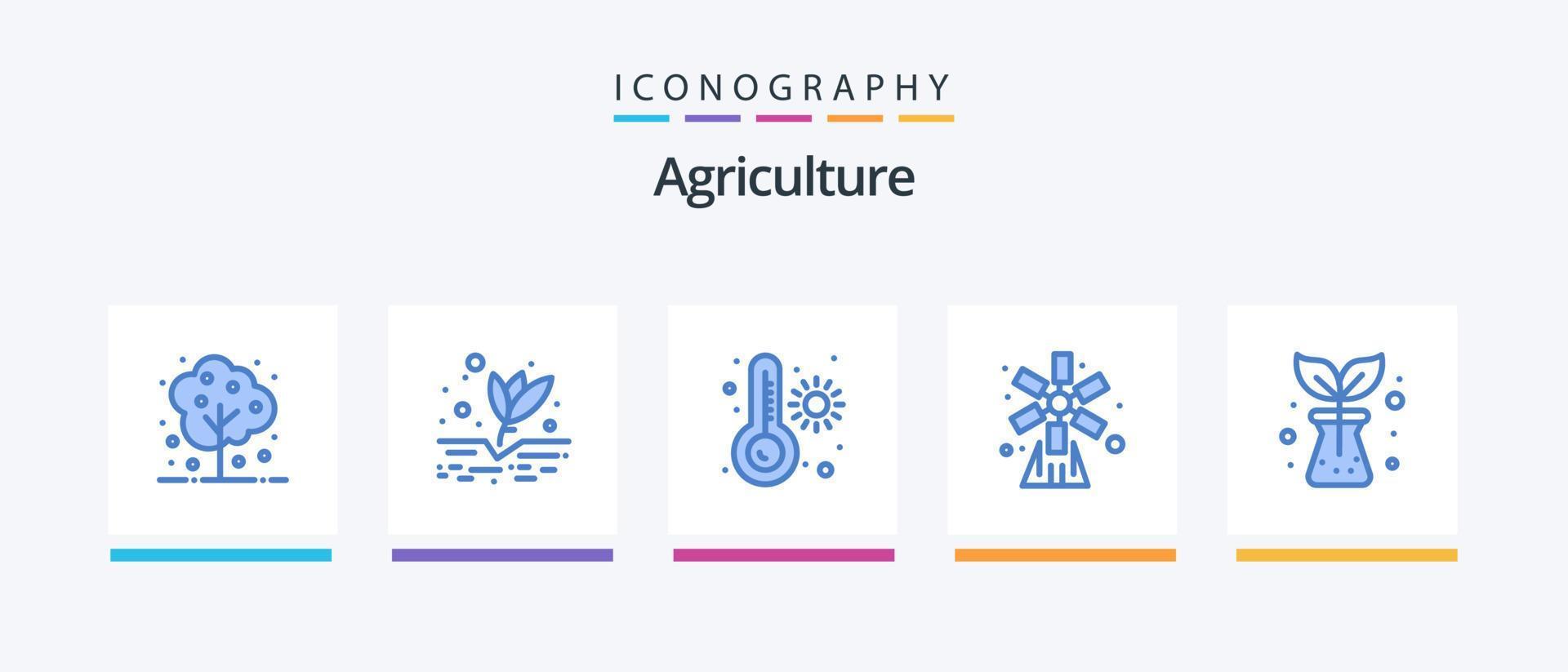 landbouw blauw 5 icoon pak inclusief natuur. windmolen. meter. natuur. landbouw. creatief pictogrammen ontwerp vector