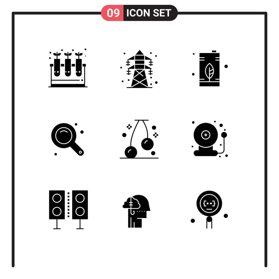 universeel icoon symbolen groep van 9 modern solide glyphs van kers zoom koppel kan zoom in tank bewerkbare vector ontwerp elementen