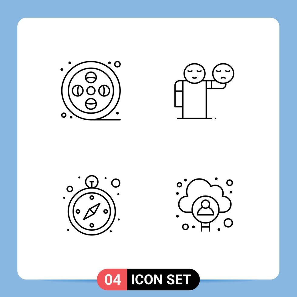 modern reeks van 4 gevulde lijn vlak kleuren pictogram van echt logistiek verf emoji account bewerkbare vector ontwerp elementen