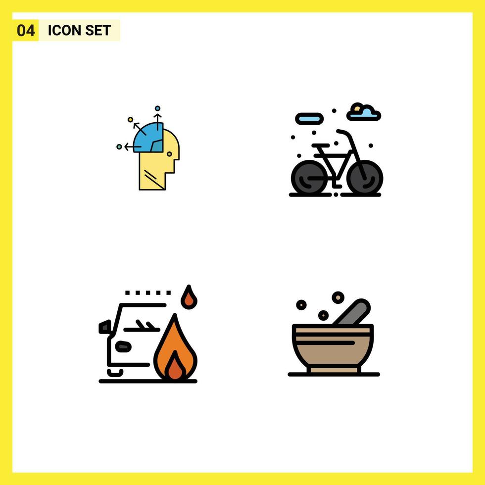 pictogram reeks van 4 gemakkelijk gevulde lijn vlak kleuren van gebruiker brand kunst levenscyclus kom bewerkbare vector ontwerp elementen