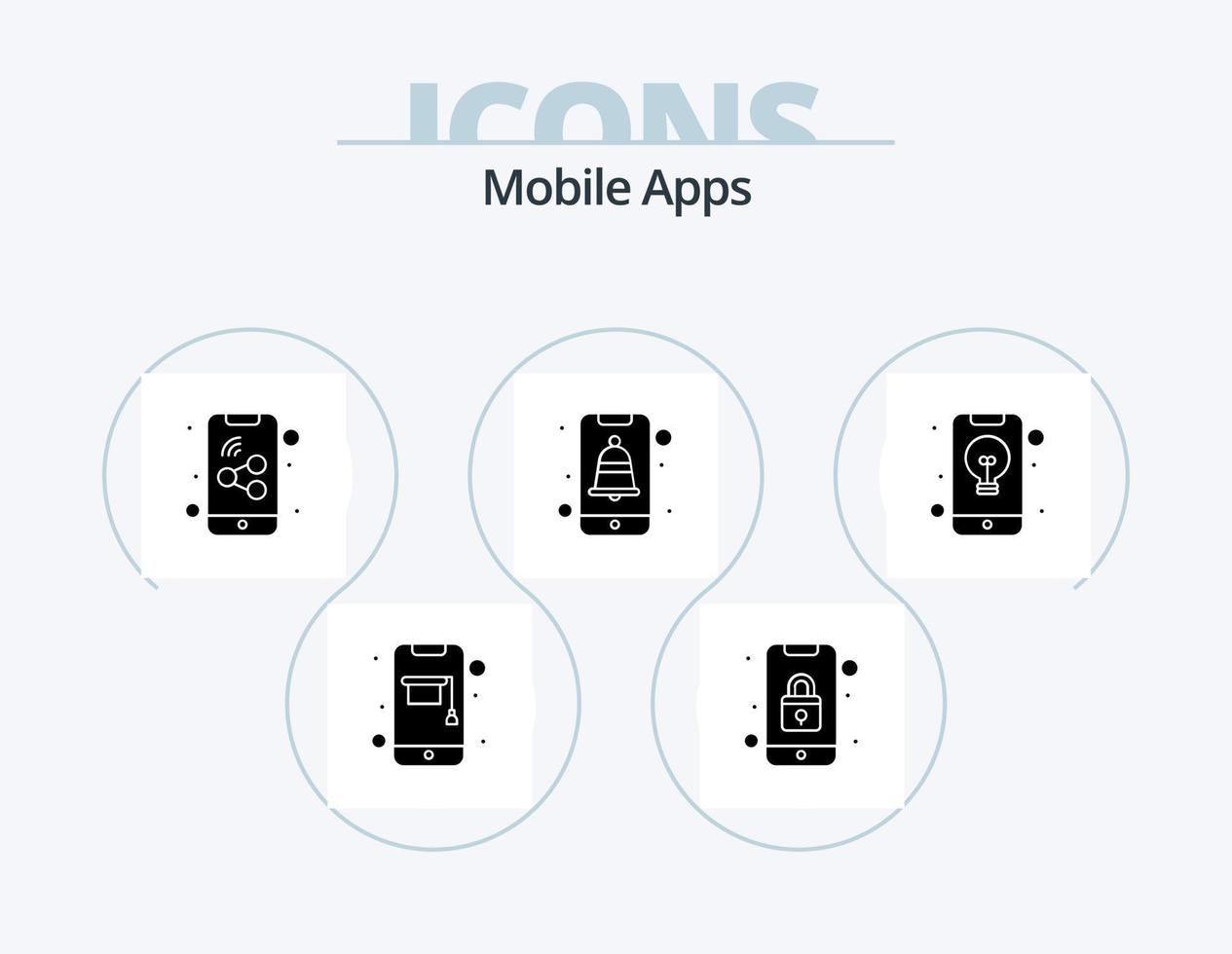 mobiel apps glyph icoon pak 5 icoon ontwerp. sollicitatie. kennisgeving. mobiel. koppel. app vector