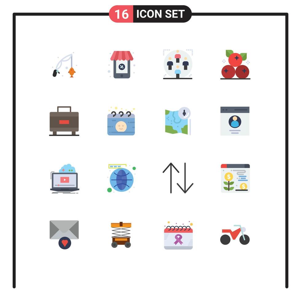 voorraad vector icoon pak van 16 lijn tekens en symbolen voor koffer dankzegging team fruit BES bewerkbare pak van creatief vector ontwerp elementen