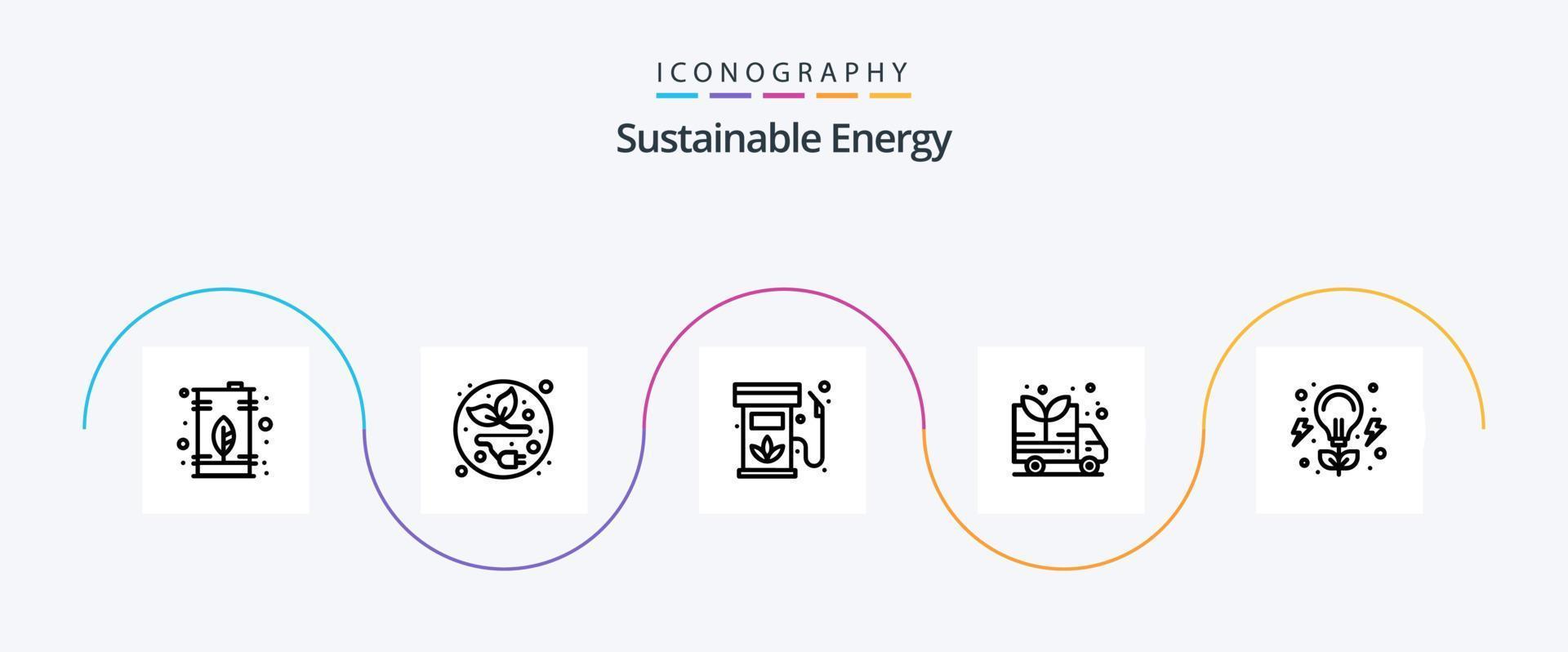 duurzame energie lijn 5 icoon pak inclusief energie. bestelwagen. biodiesel. groente. hernieuwbaar vector