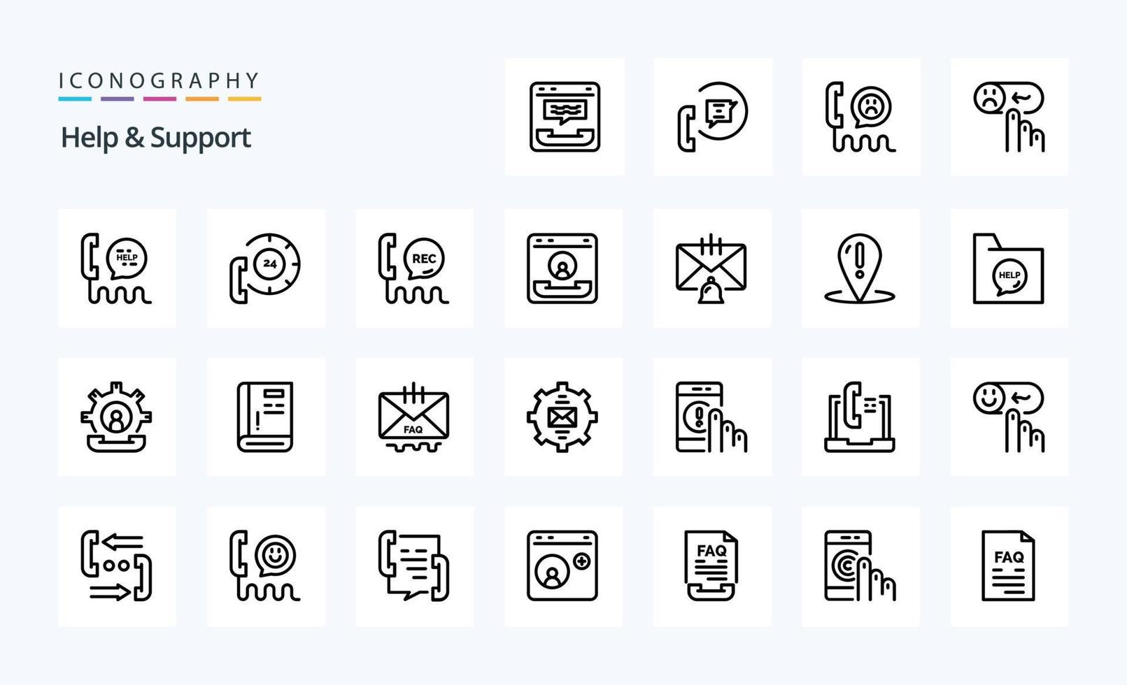 25 helpen en ondersteuning lijn icoon pak vector