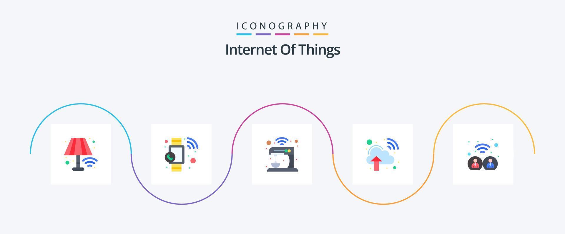 internet van dingen vlak 5 icoon pak inclusief internetten. internetten. keuken. wolk netwerk. technologie vector