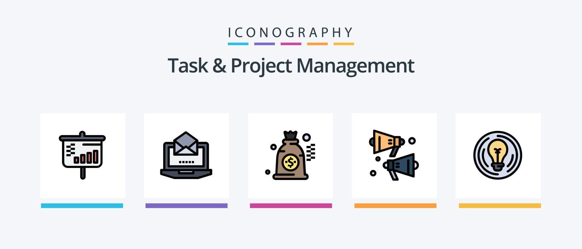 taak en project beheer lijn gevulde 5 icoon pak inclusief zak . profiel. visie . bestanden . document. creatief pictogrammen ontwerp vector