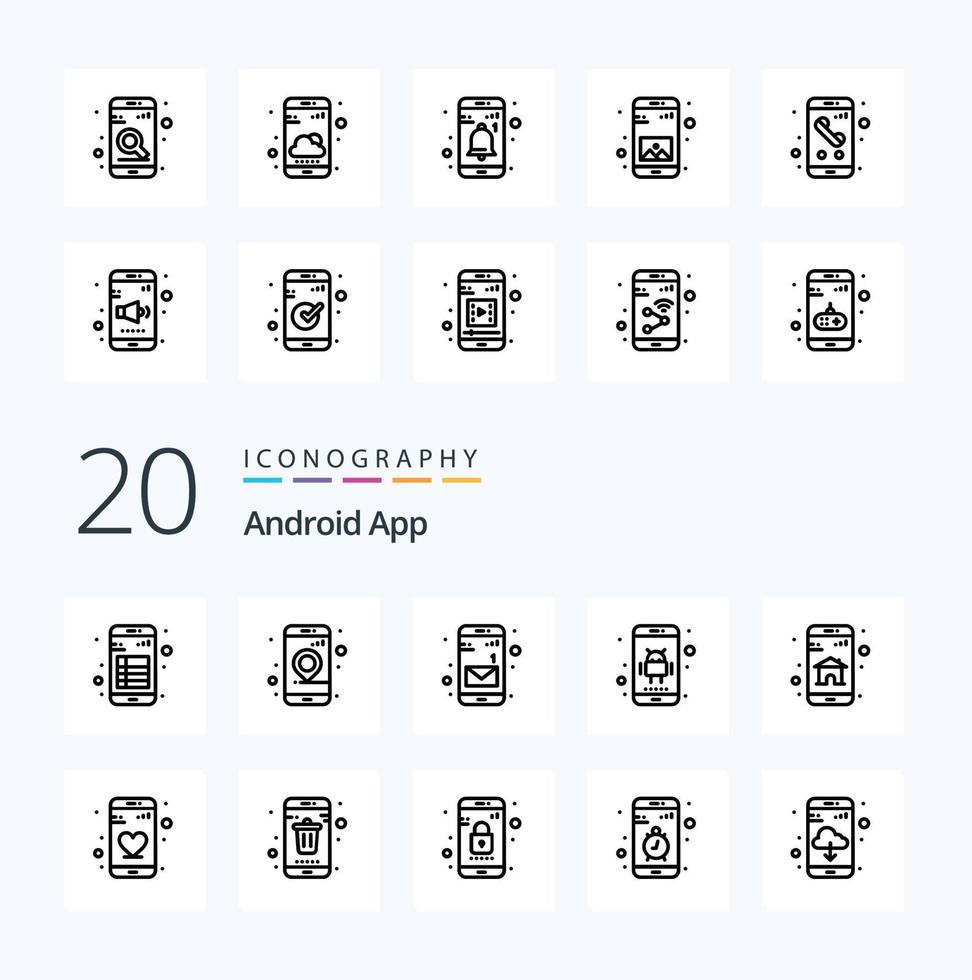 20 android app lijn icoon pak Leuk vinden huis telefoon navigatie app android vector