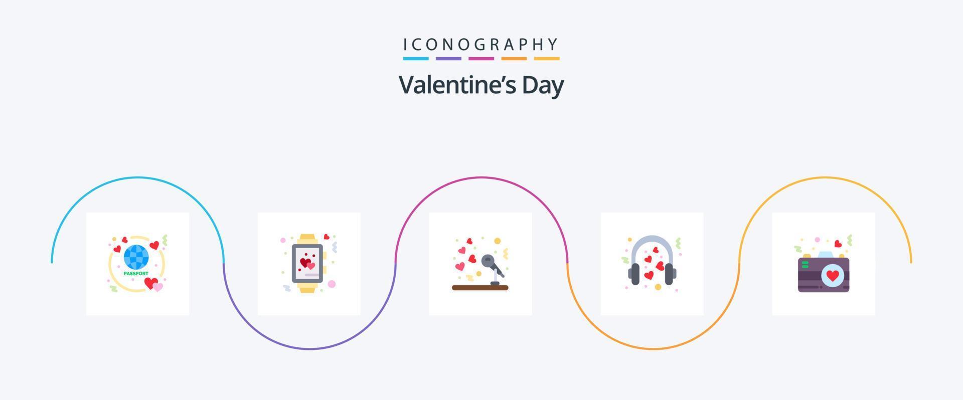valentijnsdag dag vlak 5 icoon pak inclusief bruiloft. liefdevol. bruiloft. liefde. ontvangst vector