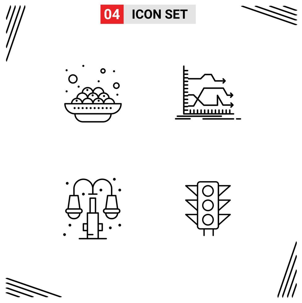 pak van 4 modern gevulde lijn vlak kleuren tekens en symbolen voor web afdrukken media zo net zo taart stad vada's diagram licht bewerkbare vector ontwerp elementen