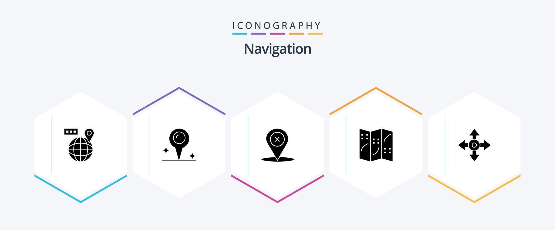 navigatie 25 glyph icoon pak inclusief navigatie. kaart. navigatie. pijl. navigatie vector