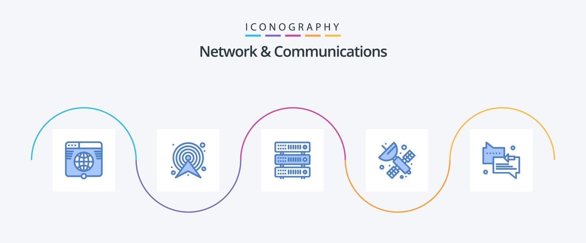 netwerk en communicatie blauw 5 icoon pak inclusief wetenschap. kunstmatig. kaart. ruimte. server vector