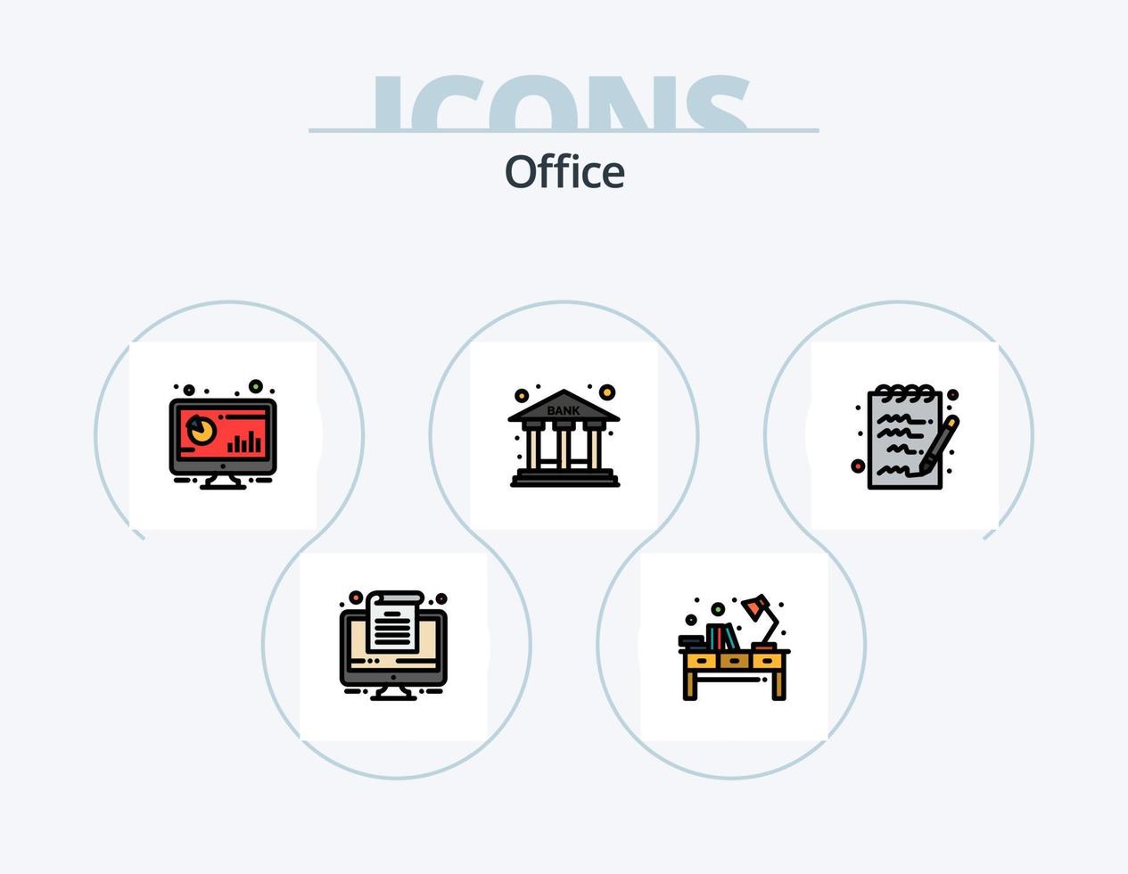 kantoor lijn gevulde icoon pak 5 icoon ontwerp. . kantoor. computer. bedrijf. kalender vector