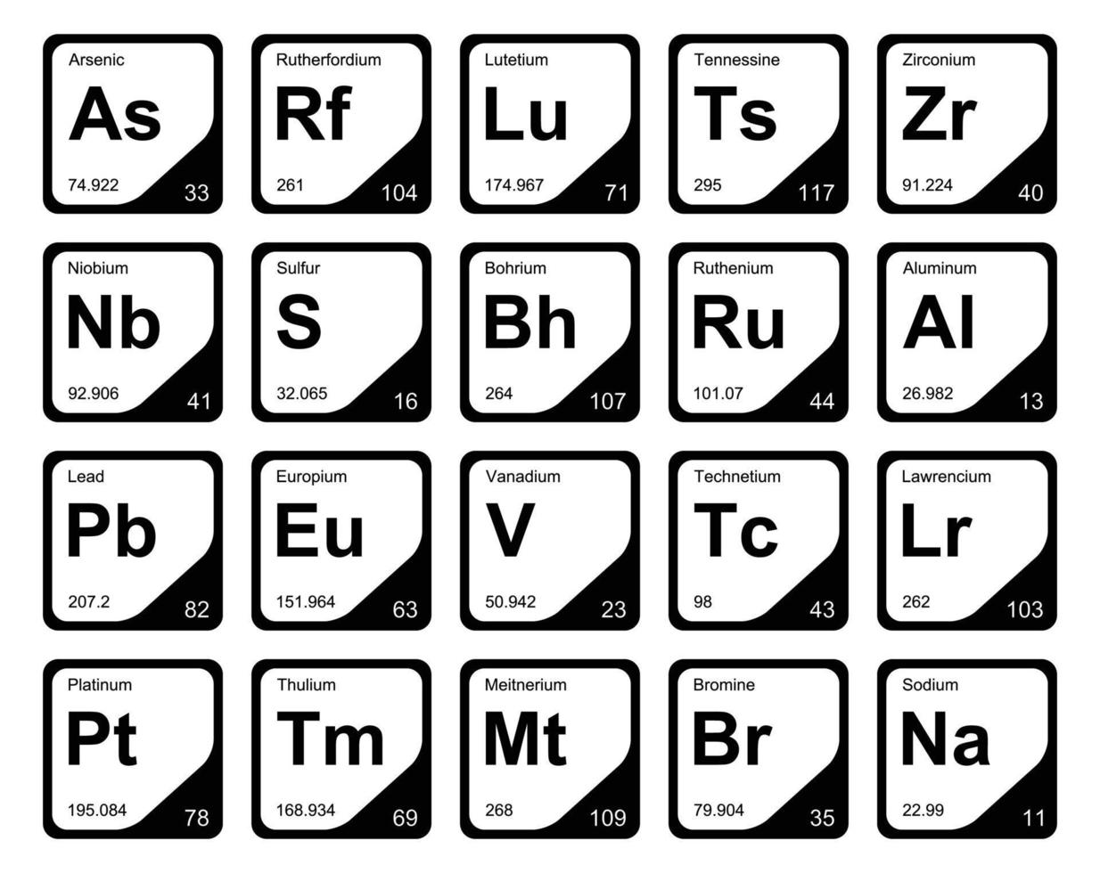 20 preiodisch tafel van de elementen icoon pak ontwerp vector