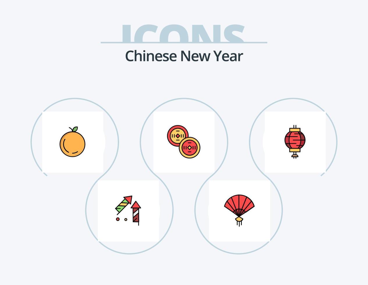 Chinese nieuw jaar lijn gevulde icoon pak 5 icoon ontwerp. nieuw jaar. Chinese knoop. Chinese. licht. lamp vector