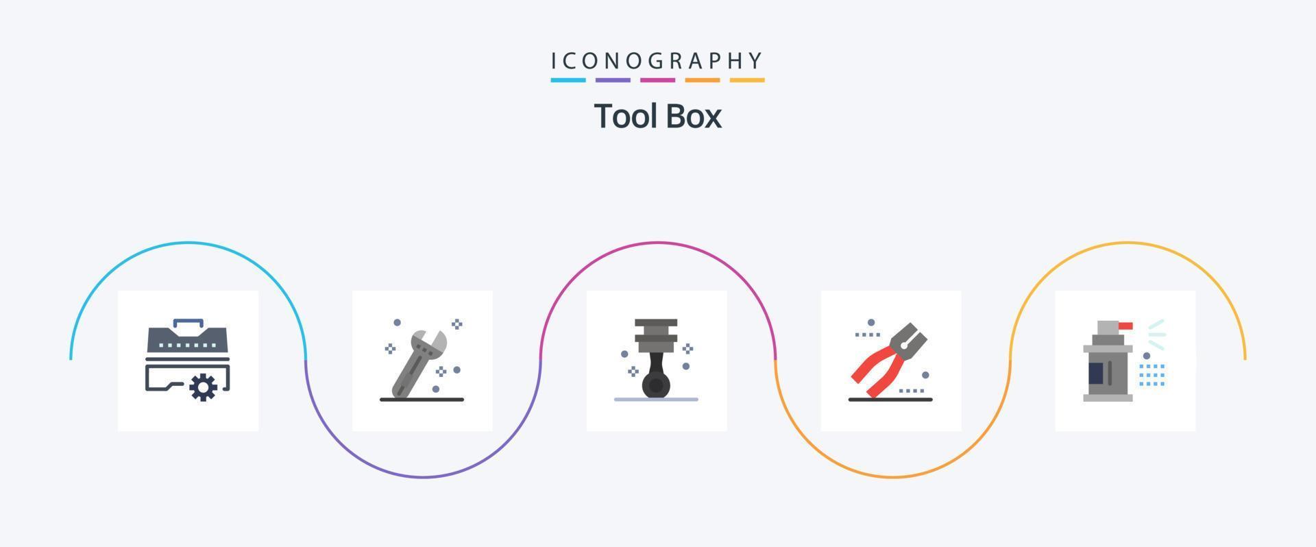 gereedschap vlak 5 icoon pak inclusief spuiten. fles. garage. hulpmiddel. tang vector