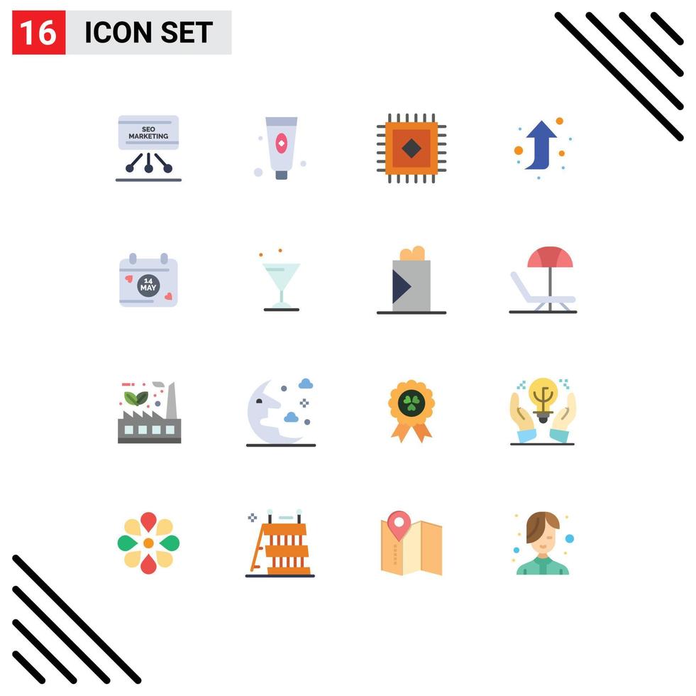 16 gebruiker koppel vlak kleur pak van modern tekens en symbolen van glas datum schuim kalender vooruit bewerkbare pak van creatief vector ontwerp elementen