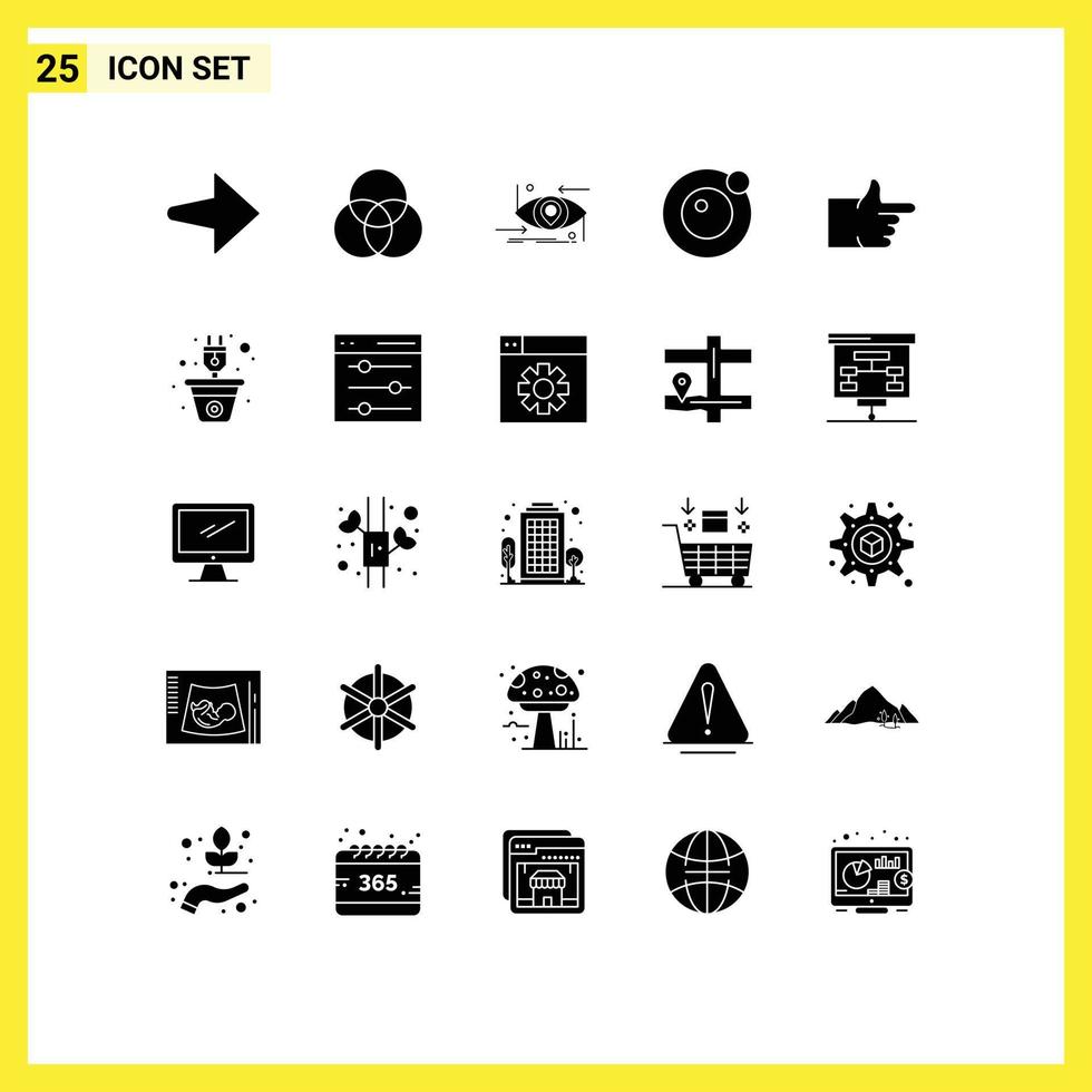 groep van 25 solide glyphs tekens en symbolen voor fabriek stemmen wetenschap duimen omhoog satelliet bewerkbare vector ontwerp elementen