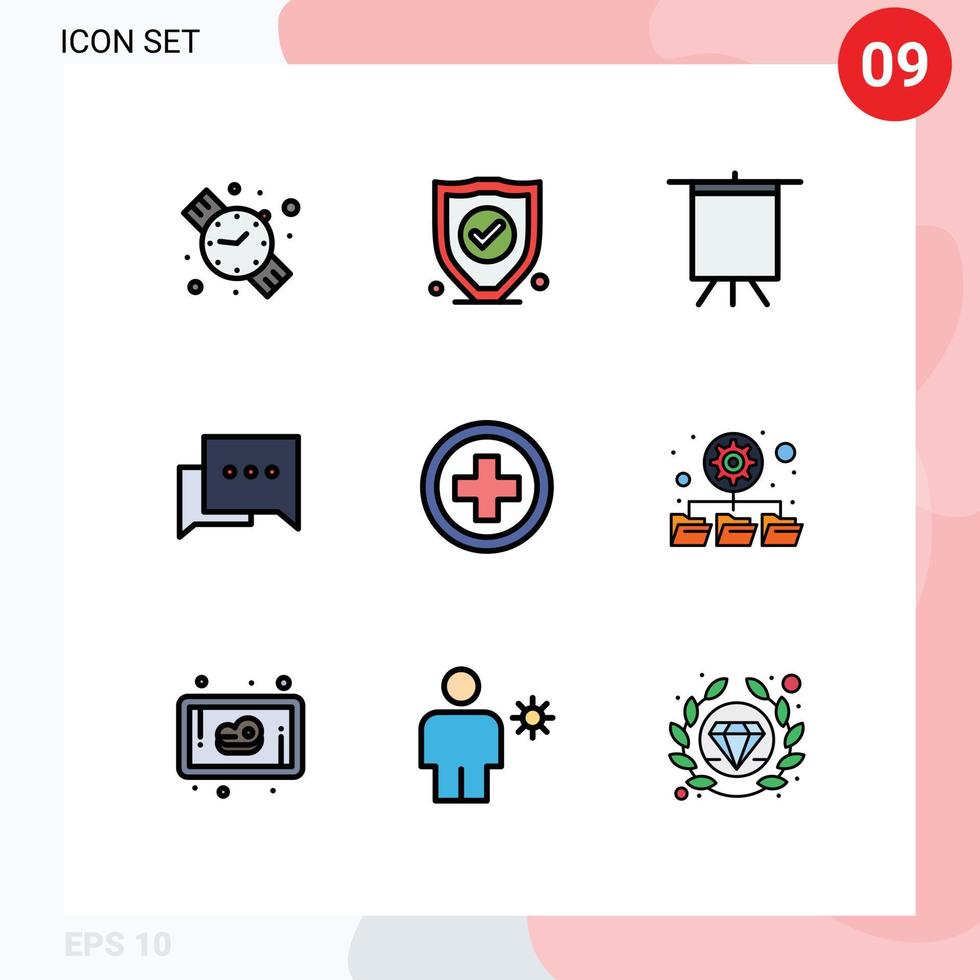 reeks van 9 modern ui pictogrammen symbolen tekens voor mappen teken staan plus ziekenhuis bewerkbare vector ontwerp elementen