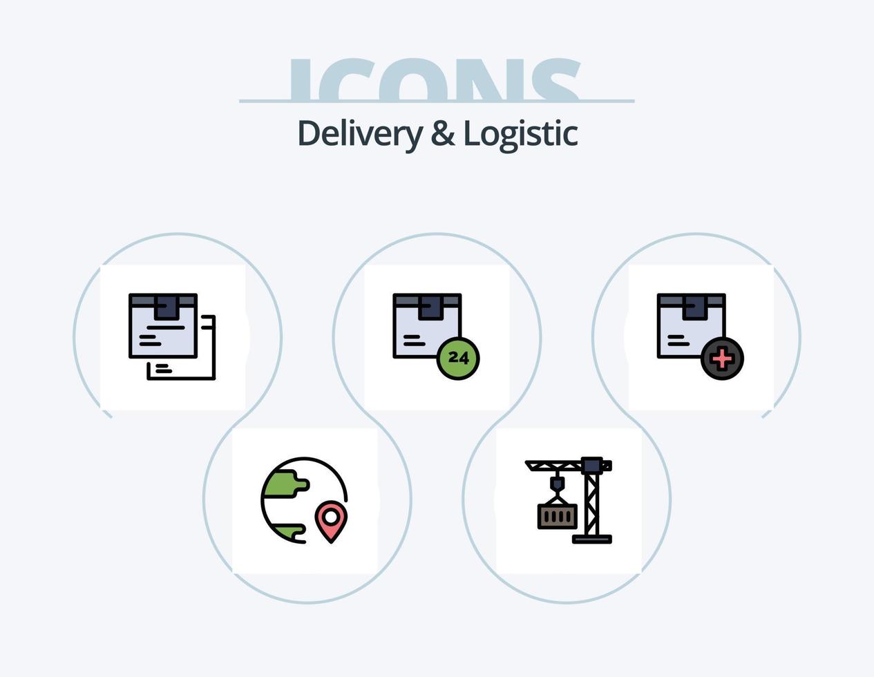 levering en logistiek lijn gevulde icoon pak 5 icoon ontwerp. vind. doos. logistiek. magazijn. Verzending vector