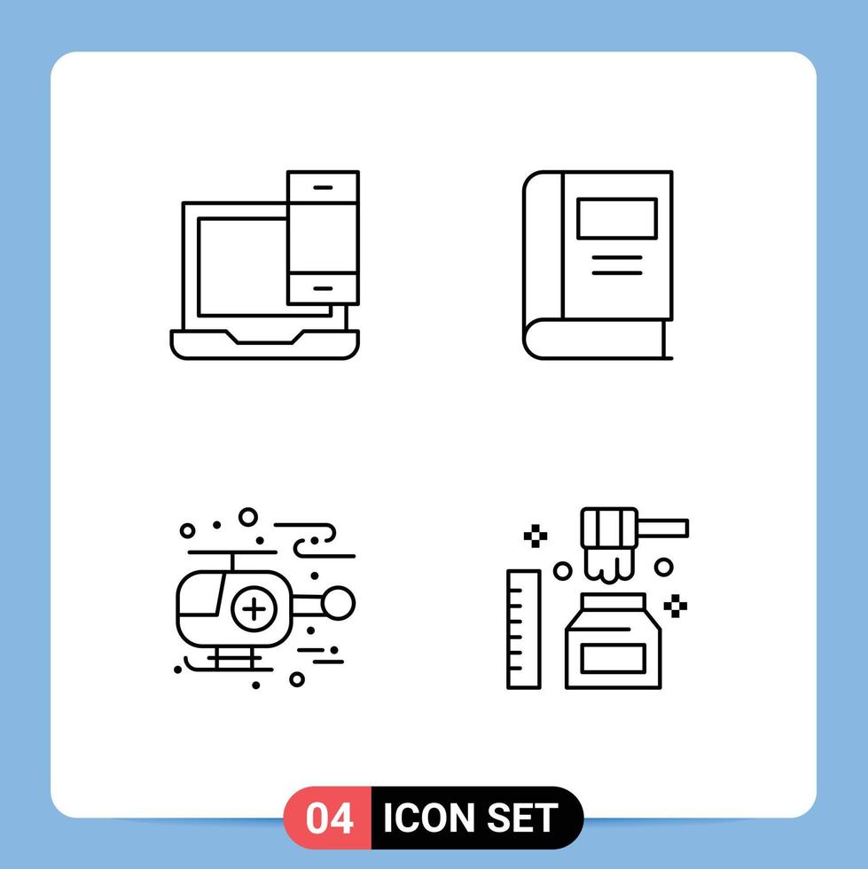 reeks van 4 modern ui pictogrammen symbolen tekens voor computer ambulance MacBook onderwijs ziekenhuis bewerkbare vector ontwerp elementen