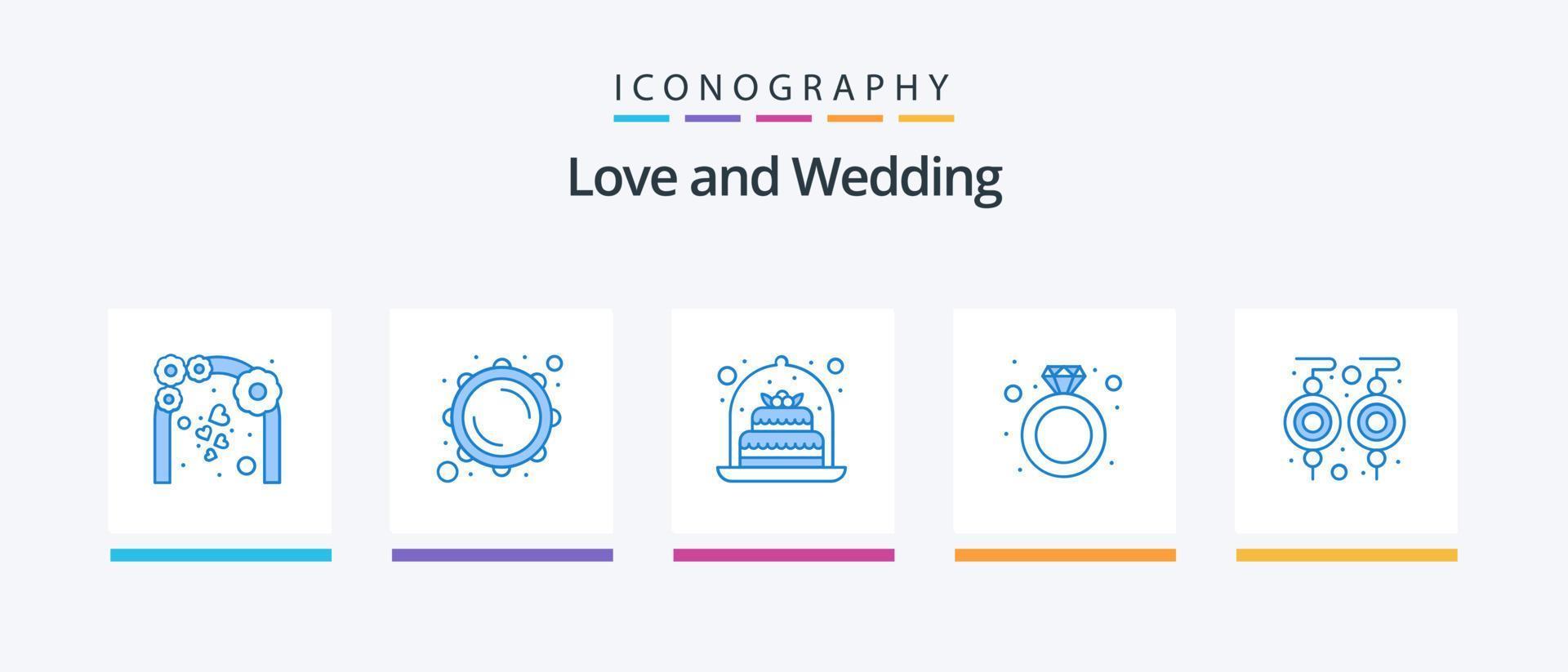bruiloft blauw 5 icoon pak inclusief mode. accessoire. geschenk. ring. verloving. creatief pictogrammen ontwerp vector