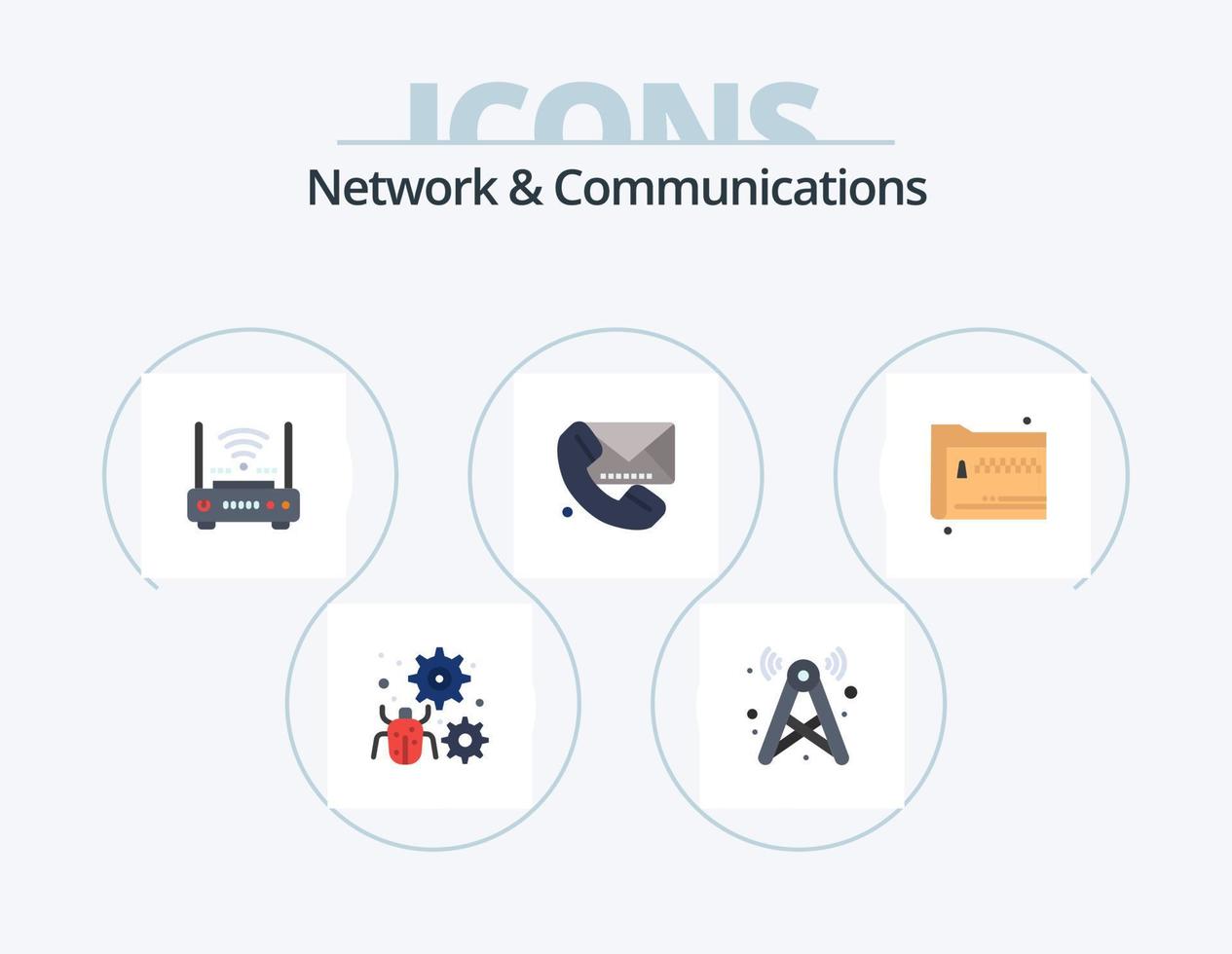 netwerk en communicatie vlak icoon pak 5 icoon ontwerp. bericht. telefoongesprek. netwerk. modem. netwerk vector