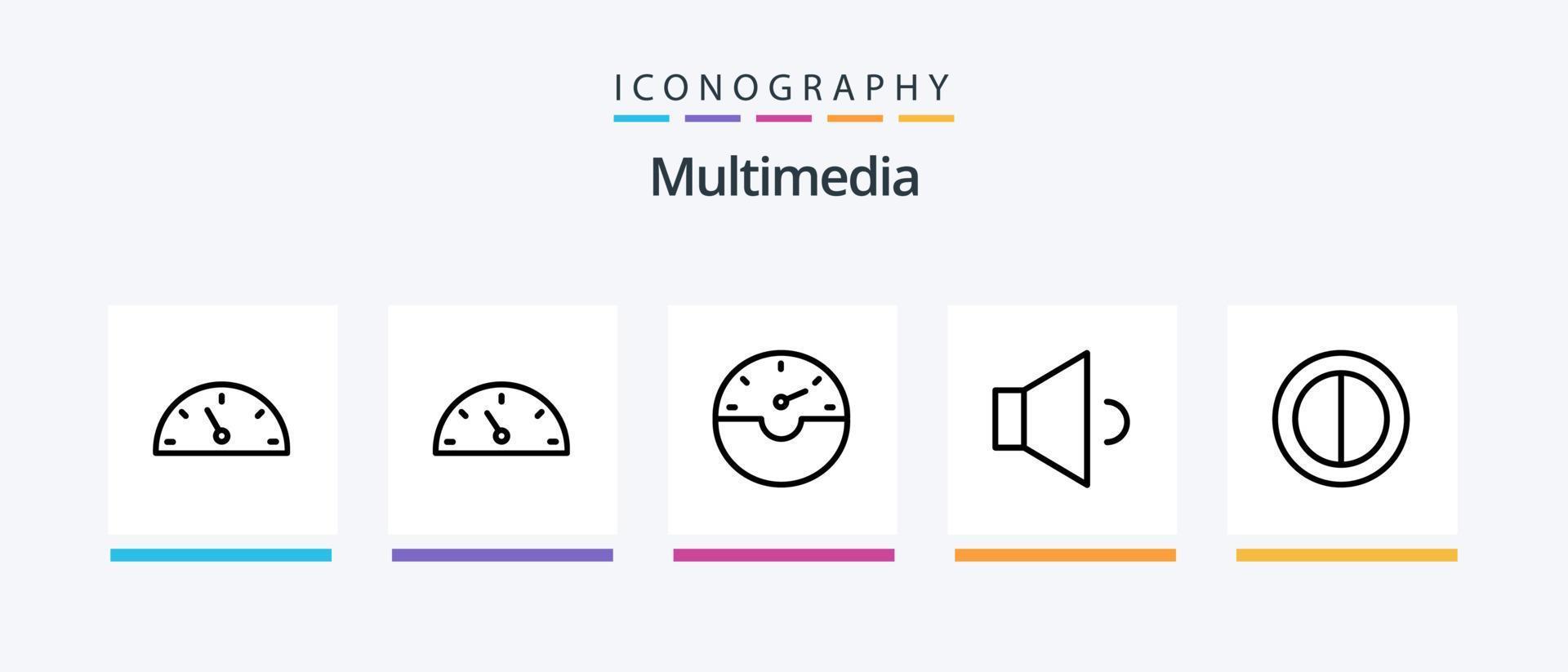 multimedia lijn 5 icoon pak inclusief . snelheid. schakelaar. voorkeuren. creatief pictogrammen ontwerp vector