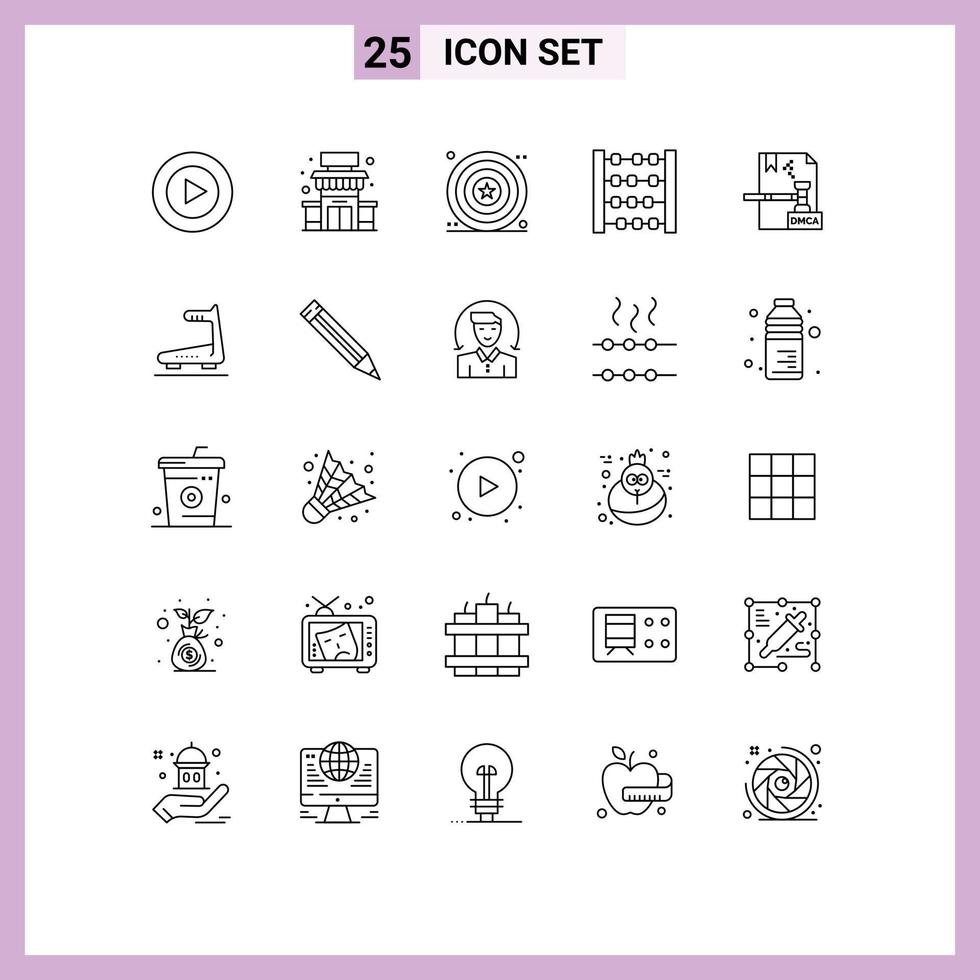reeks van 25 modern ui pictogrammen symbolen tekens voor dmca auteursrechten dag bedrijf teller bewerkbare vector ontwerp elementen