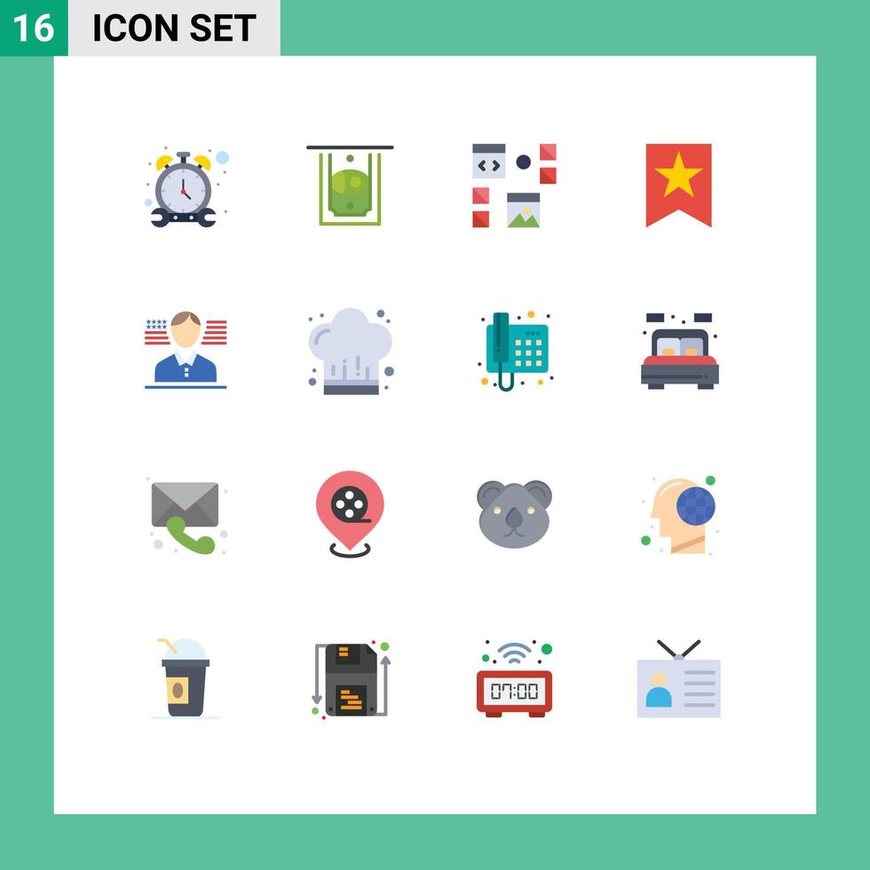 voorraad vector icoon pak van 16 lijn tekens en symbolen voor vlag Mens ontwikkelen ster bladwijzer bewerkbare pak van creatief vector ontwerp elementen