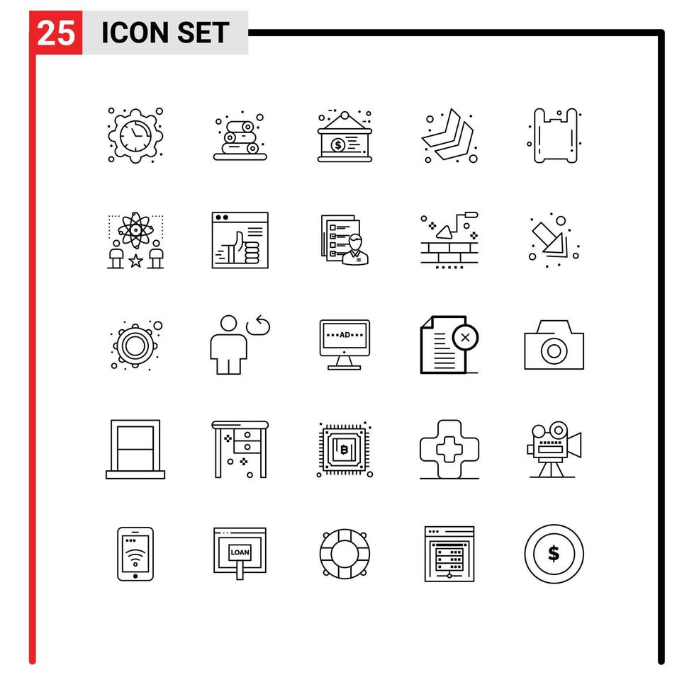 25 universeel lijn tekens symbolen van verontreiniging gas- valuta zak chevron bewerkbare vector ontwerp elementen