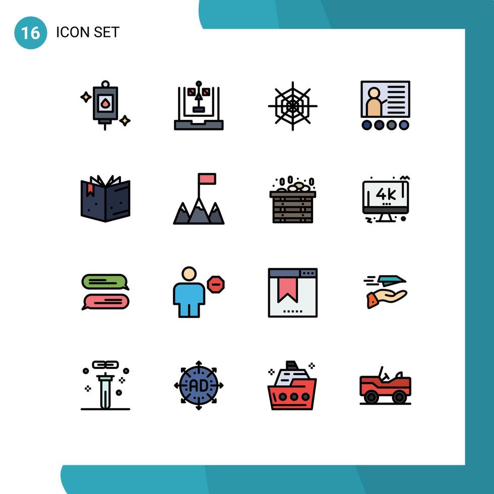 voorraad vector icoon pak van 16 lijn tekens en symbolen voor boek presentatie planning onderwijs schoolbord bewerkbare creatief vector ontwerp elementen