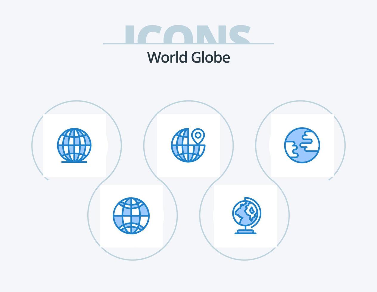 wereldbol blauw icoon pak 5 icoon ontwerp. . plaats. wereldwijd vector