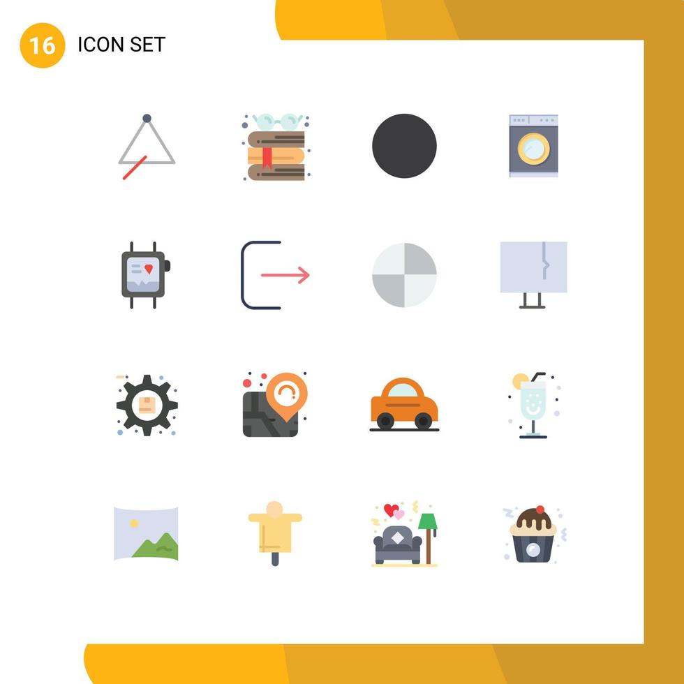 pak van 16 modern vlak kleuren tekens en symbolen voor web afdrukken media zo net zo toezicht houden op fit band lezing het wassen keuken bewerkbare pak van creatief vector ontwerp elementen