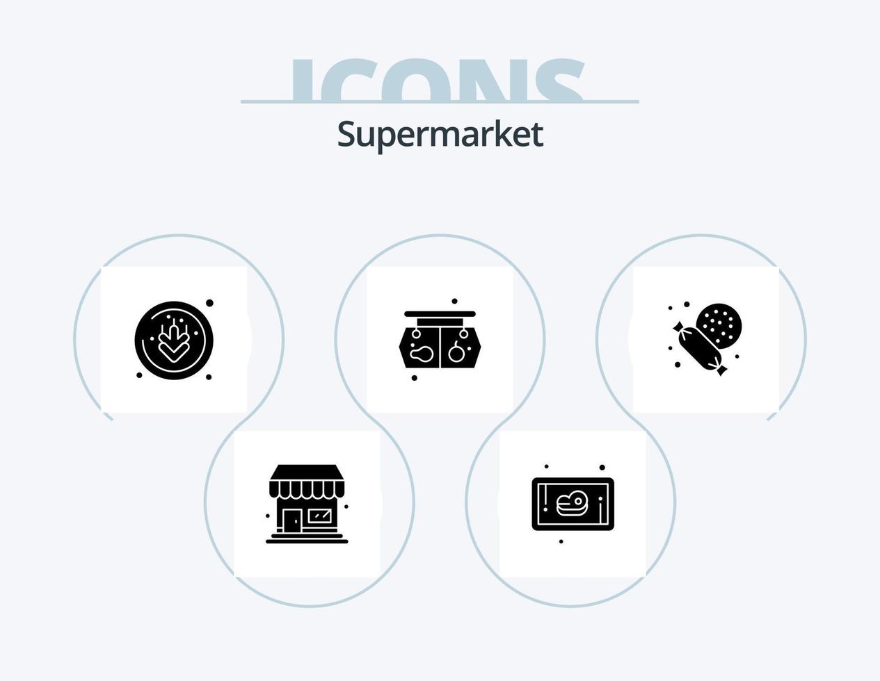 supermarkt glyph icoon pak 5 icoon ontwerp. . snoep. tarwe. zoet. bord vector