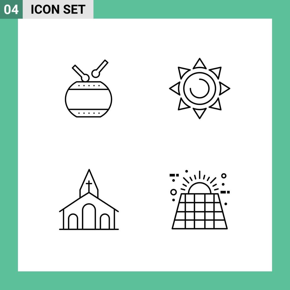 4 lijn concept voor websites mobiel en apps trommel christen Chinese zon Pasen bewerkbare vector ontwerp elementen