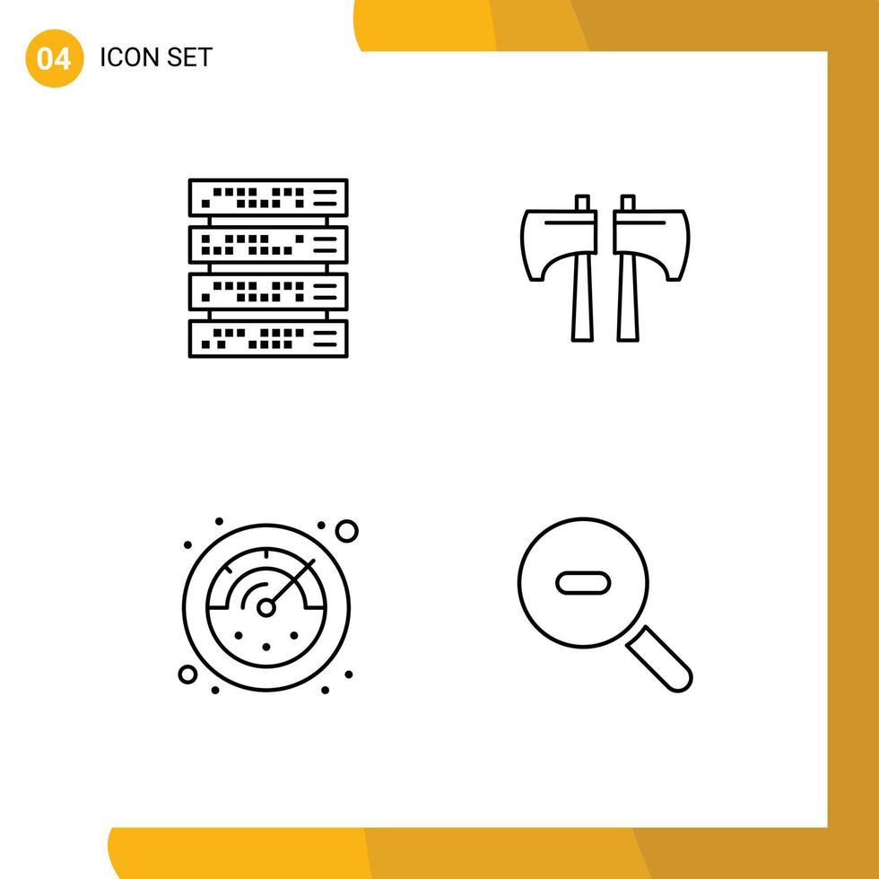 pictogram reeks van 4 gemakkelijk gevulde lijn vlak kleuren van computer stopwatch server houthakker zoeken bewerkbare vector ontwerp elementen