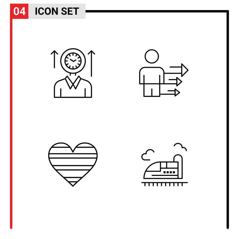 4 gebruiker koppel lijn pak van modern tekens en symbolen van tijd hart omhoog bedrijf Leuk vinden bewerkbare vector ontwerp elementen