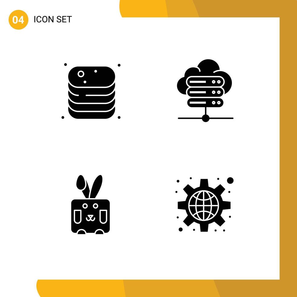 reeks van 4 modern ui pictogrammen symbolen tekens voor rundvlees Pasen voedsel netwerk server vakantie bewerkbare vector ontwerp elementen