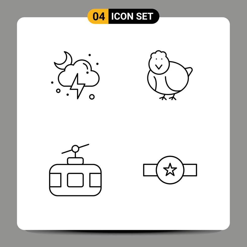 universeel icoon symbolen groep van 4 modern gevulde lijn vlak kleuren van wolk reis storm baby toerisme bewerkbare vector ontwerp elementen