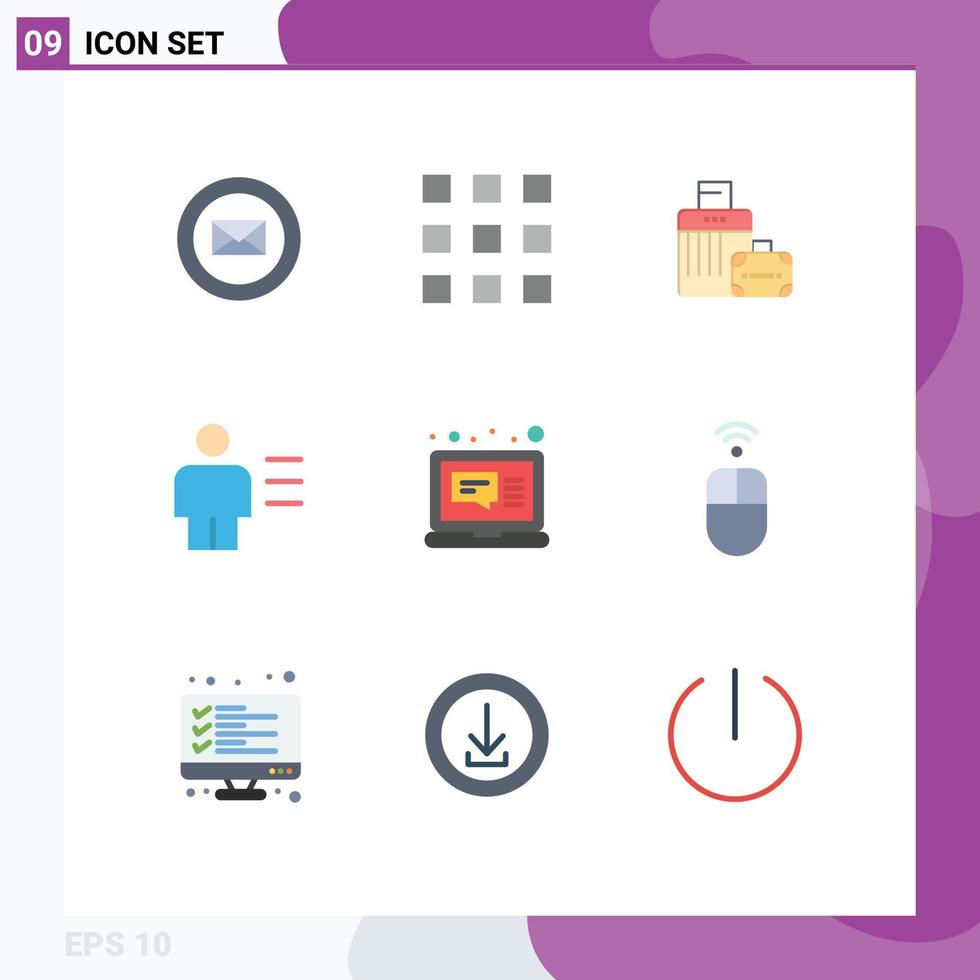 voorraad vector icoon pak van 9 lijn tekens en symbolen voor e-mail details bagage lichaam analytics bewerkbare vector ontwerp elementen