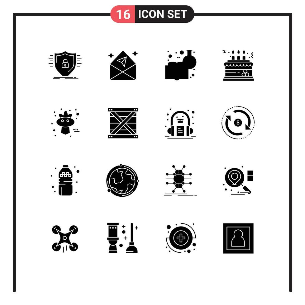 voorraad vector icoon pak van 16 lijn tekens en symbolen voor geschenk viering Open taart aan het leren chemie bewerkbare vector ontwerp elementen