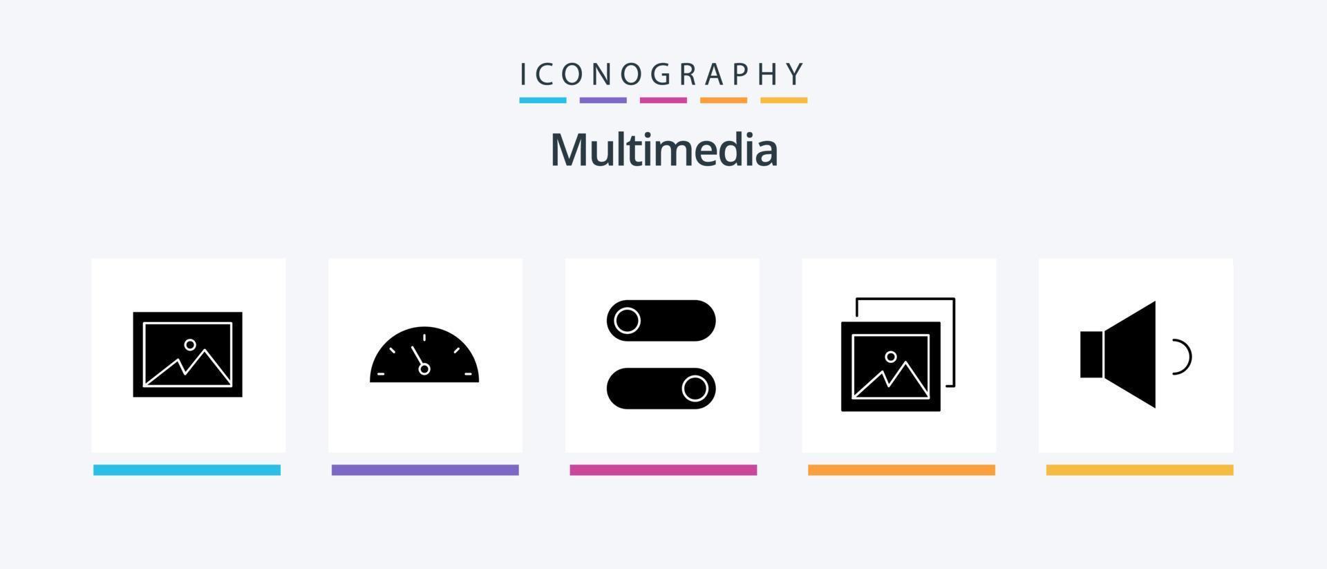 multimedia glyph 5 icoon pak inclusief . schakelaar. volume. geluid. creatief pictogrammen ontwerp vector