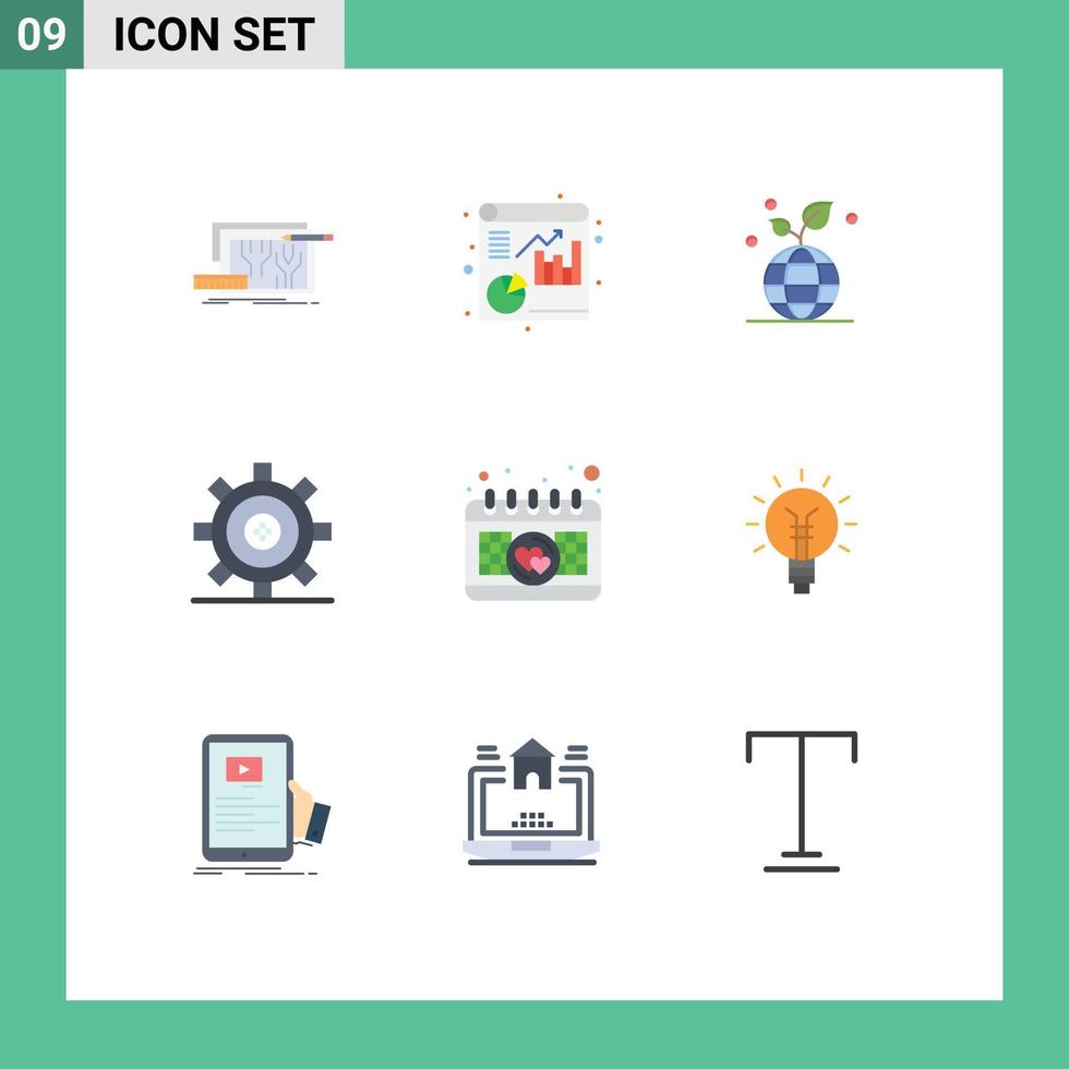 voorraad vector icoon pak van 9 lijn tekens en symbolen voor kalender uitrusting groei ontwikkeling codering bewerkbare vector ontwerp elementen
