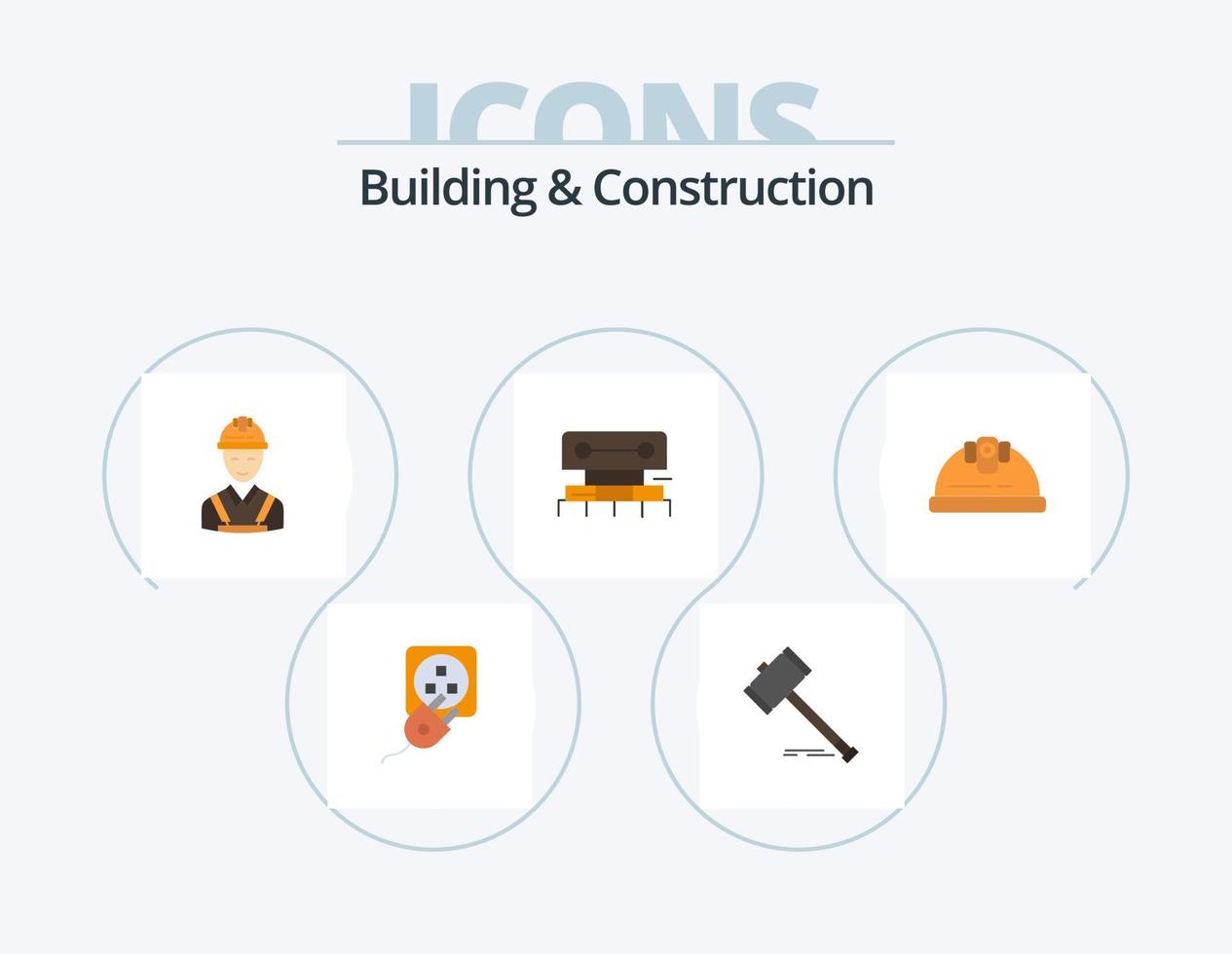 gebouw en bouw vlak icoon pak 5 icoon ontwerp. niveau. bouw. hamer. timmerman. arbeider vector