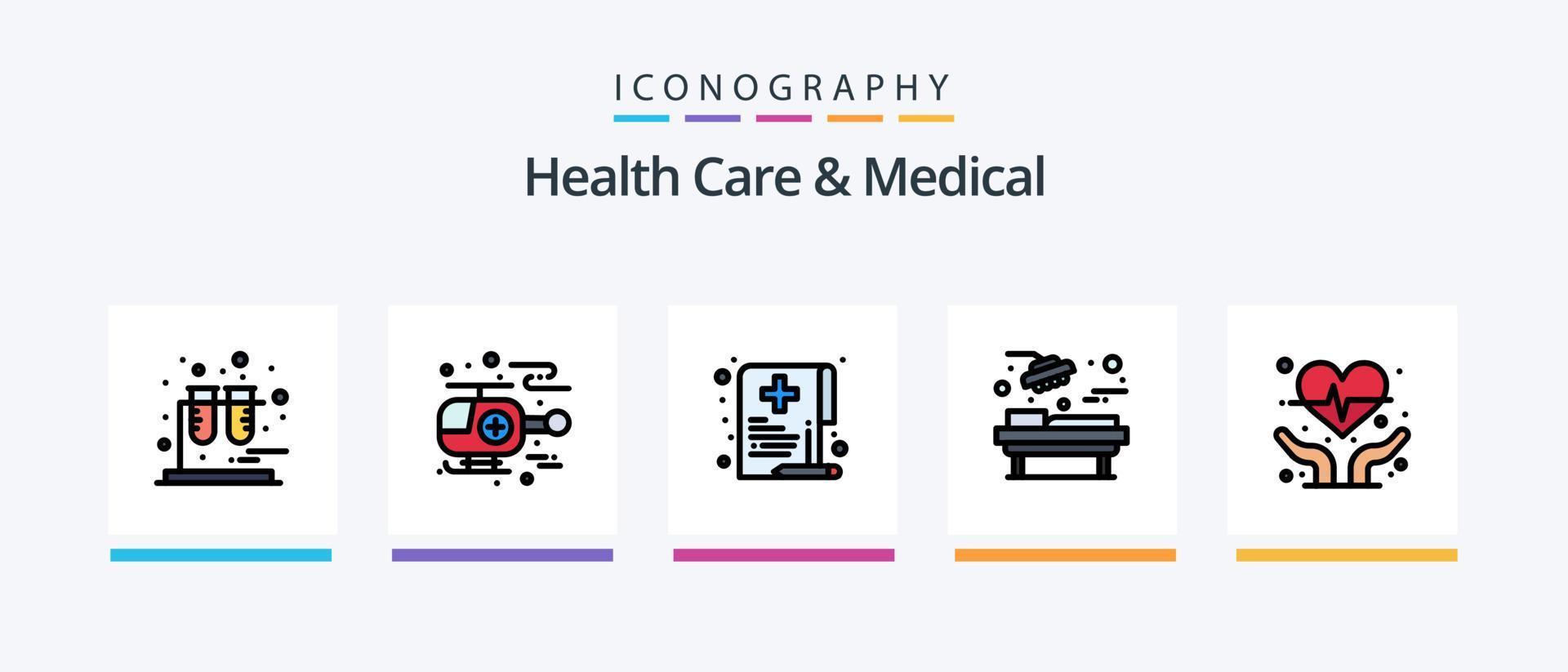 Gezondheid zorg en medisch lijn gevulde 5 icoon pak inclusief kamer. ziekenhuis. medisch. verslagen. Gezondheid. creatief pictogrammen ontwerp vector