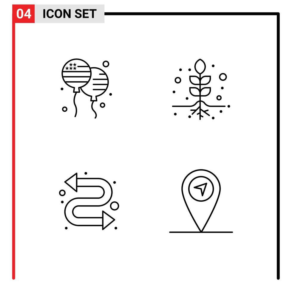 lijn pak van 4 universeel symbolen van bloon kijk maar uitrusting Amerikaans wortels kaart bewerkbare vector ontwerp elementen