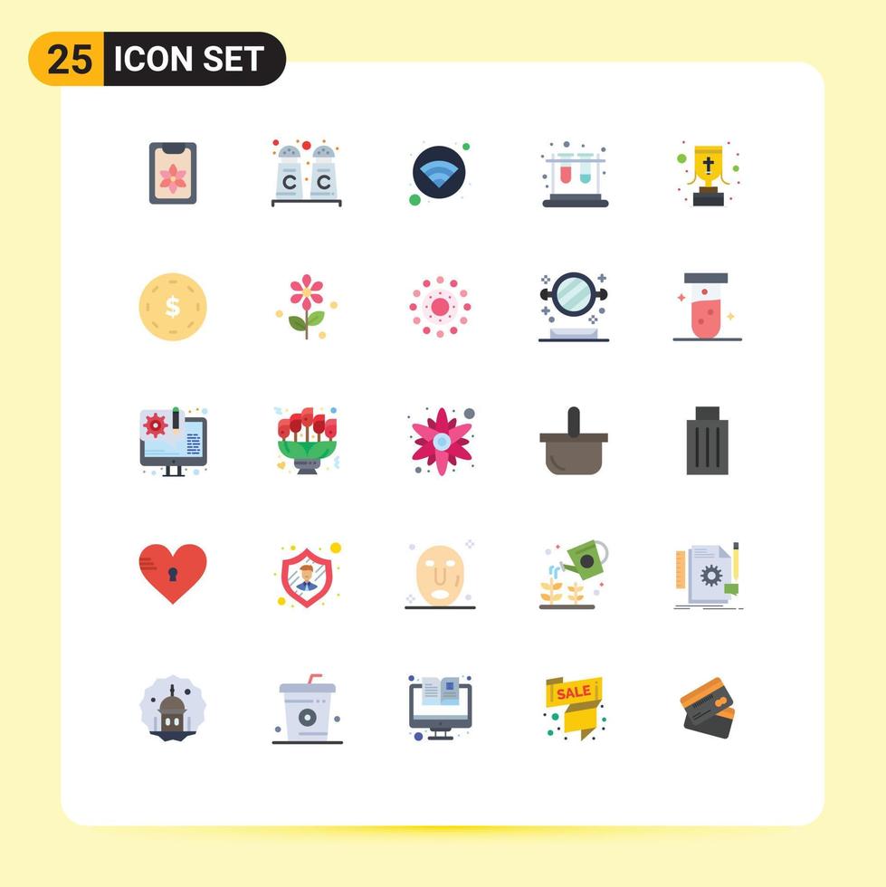 universeel icoon symbolen groep van 25 modern vlak kleuren van beloning kop hotel onderwijs laboratorium bewerkbare vector ontwerp elementen
