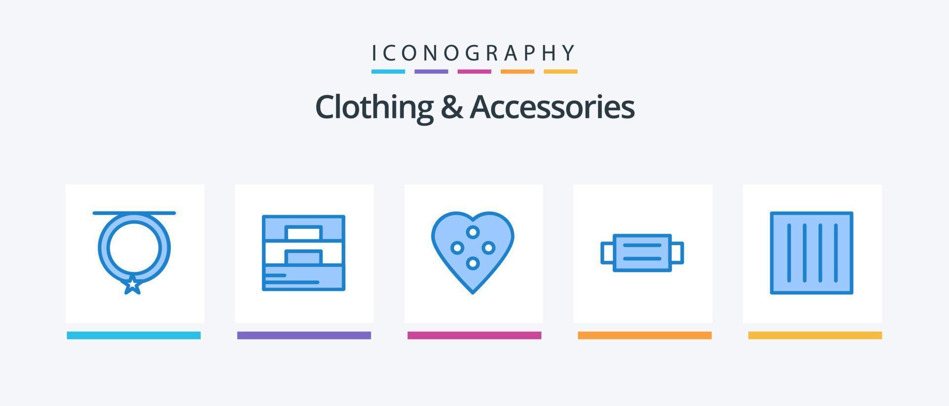 kleding en accessoires blauw 5 icoon pak inclusief zorg. mode. knop. riem. naaien accessoires. creatief pictogrammen ontwerp vector