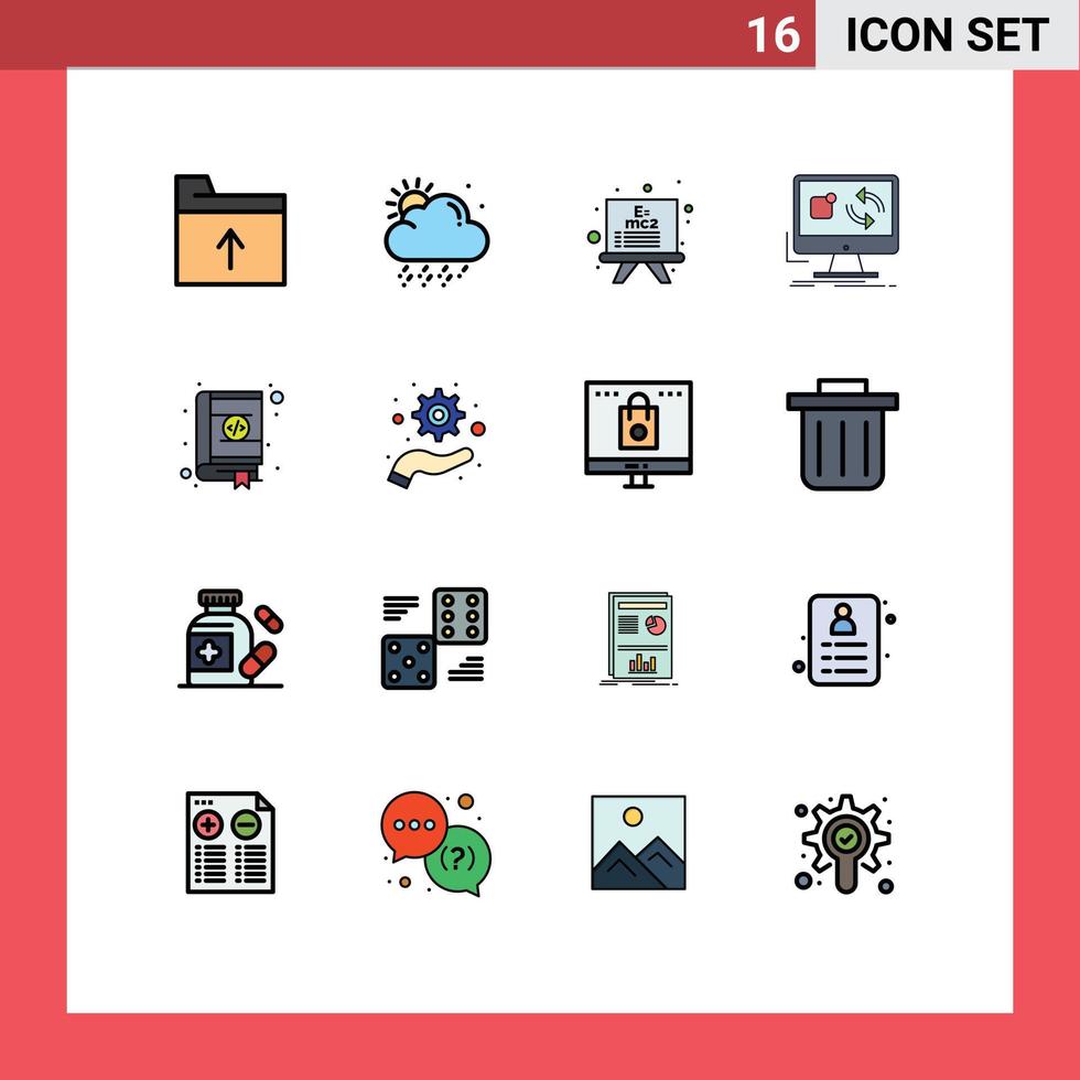 voorraad vector icoon pak van 16 lijn tekens en symbolen voor ontwerp bladwijzers formule boek installeren bewerkbare creatief vector ontwerp elementen