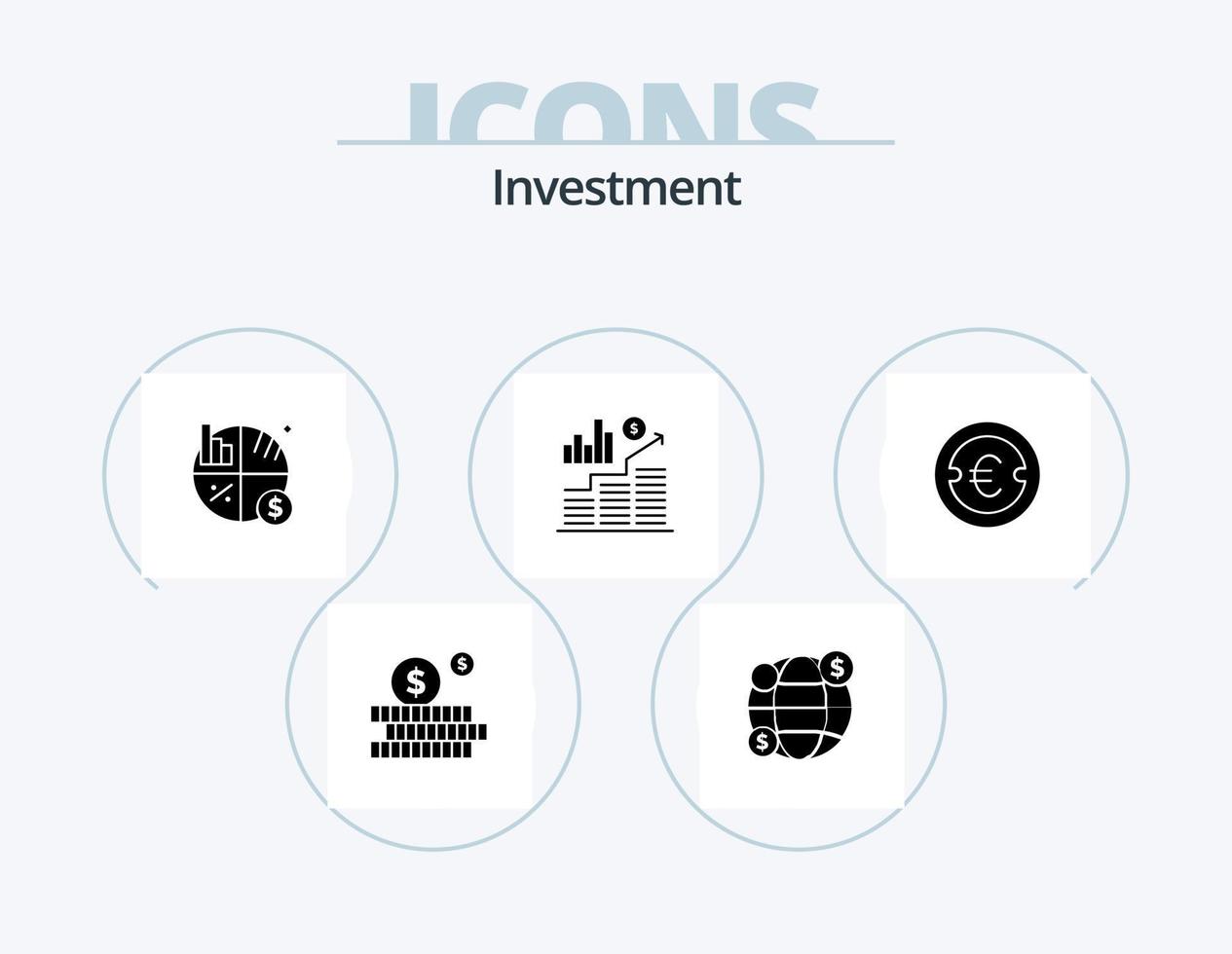 investering glyph icoon pak 5 icoon ontwerp. . . geld. geld. financiën vector